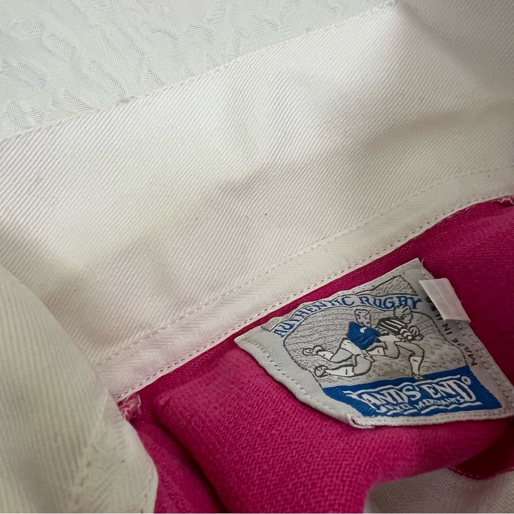 Authentic Lands’ End Vintage Rugby Shirt – Pink & White Stripe – Women’s M - Picture 4 of 9